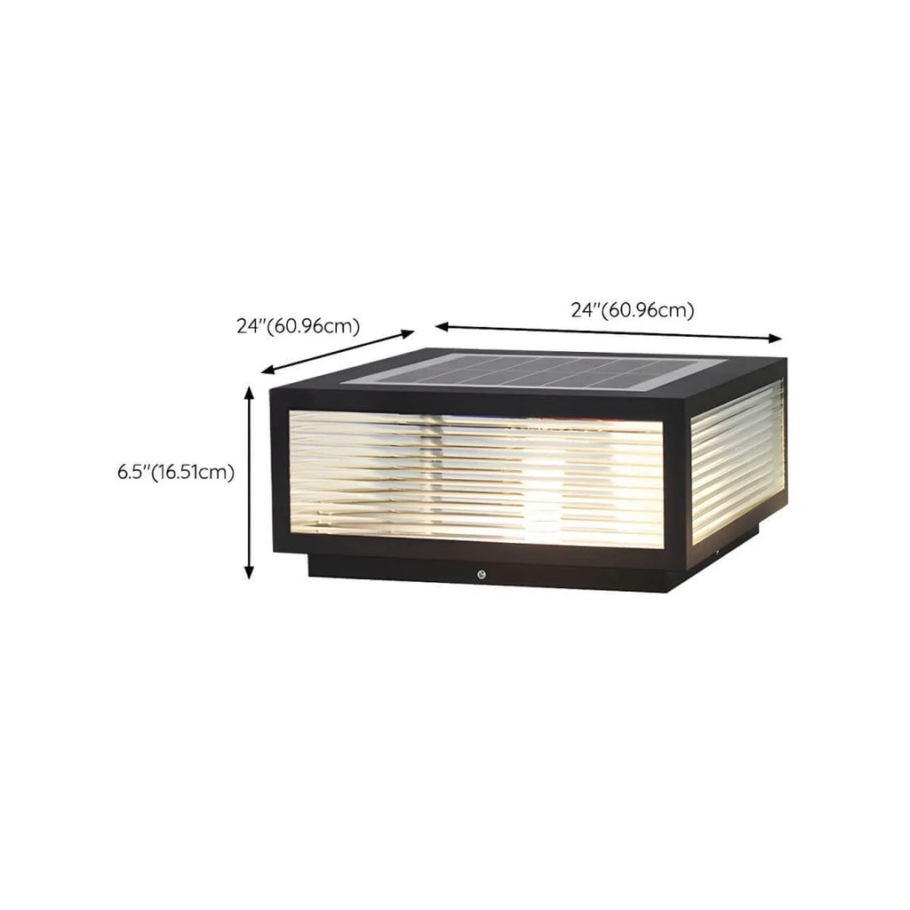 Nordic Square Solar Table Lamp – Black Metal Outdoor Lighting Dimensions