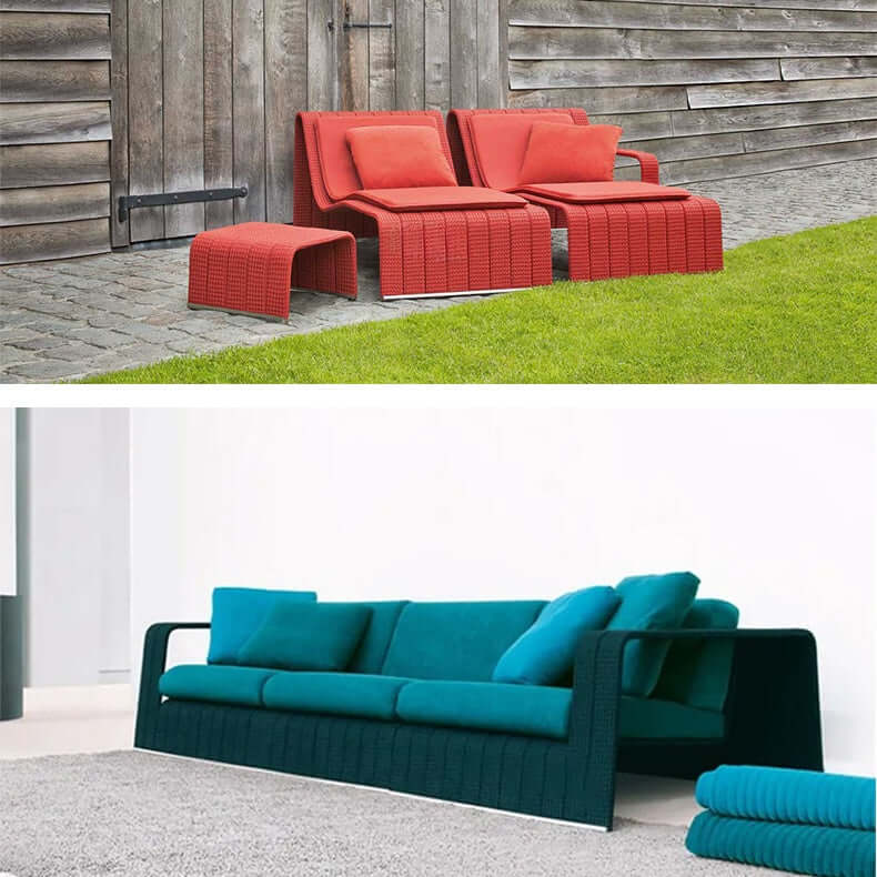 Nordic Style Outdoor Rattan Sofa with Aluminum Frame