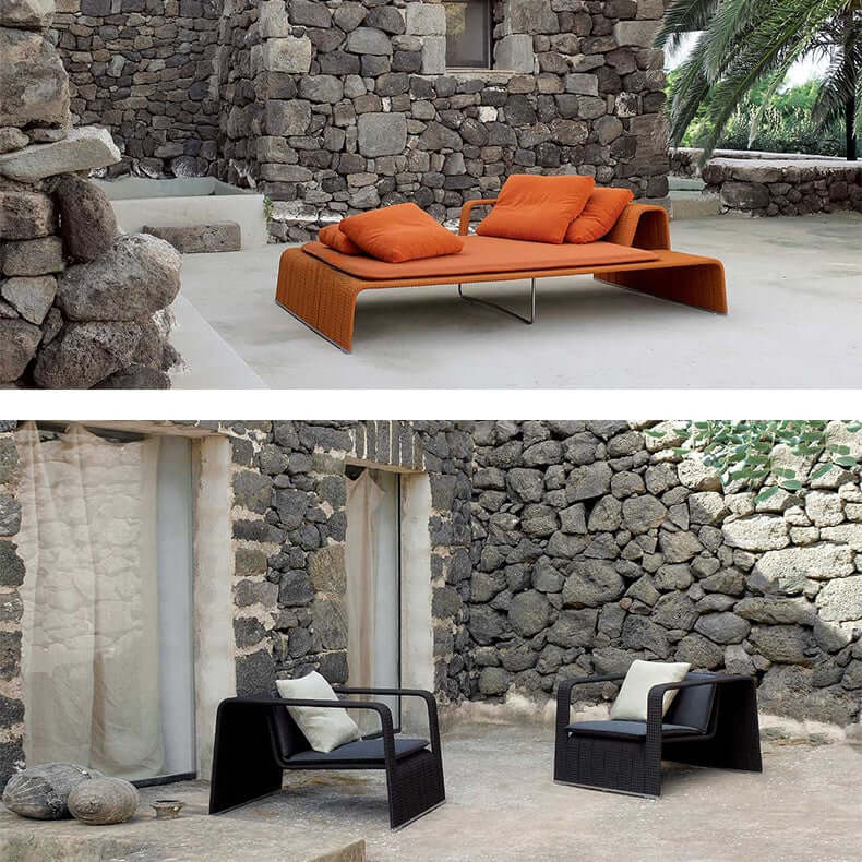 Nordic Style Outdoor Rattan Sofa with Aluminum Frame