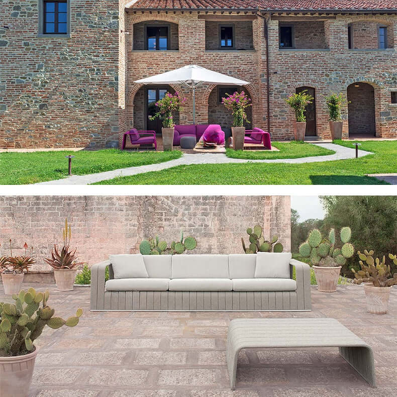 Nordic Style Outdoor Rattan Sofa with Aluminum Frame