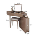 Nut-Brown Wooden Corner Dressing Table with Flip Top Mirror