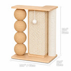 Oak Cat Scratcher Side Table with Three Textures and Cozy Lounge Nook