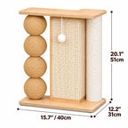 Oak Cat Scratcher Side Table with Three Textures and Cozy Lounge Nook Dimensions