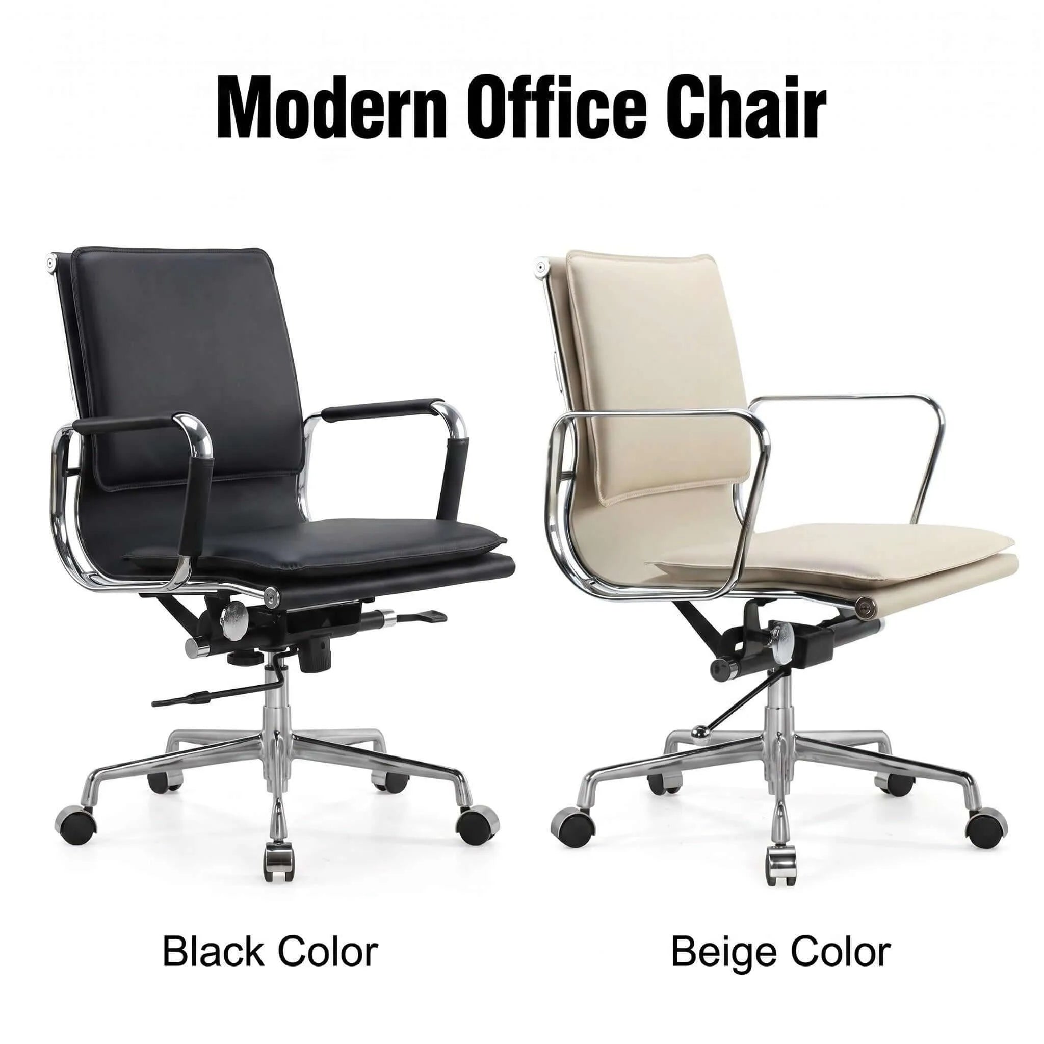 Oak Low-Back Ergonomic Office Chair with Leather Upholstery