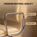 Oak Low-Back Ergonomic Office Chair with Leather Upholstery