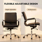 Oak Low-Back Ergonomic Office Chair with Leather Upholstery