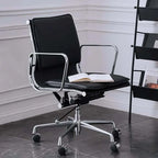 Oak Low-Back Ergonomic Office Chair with Leather Upholstery