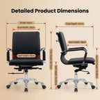 Oak Low-Back Ergonomic Office Chair with Leather Upholstery