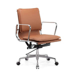 Oak Low-Back Ergonomic Office Chair with Leather Upholstery