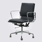 Oak Low-Back Ergonomic Office Chair with Leather Upholstery