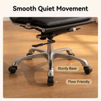Oak Low-Back Ergonomic Office Chair with Leather Upholstery