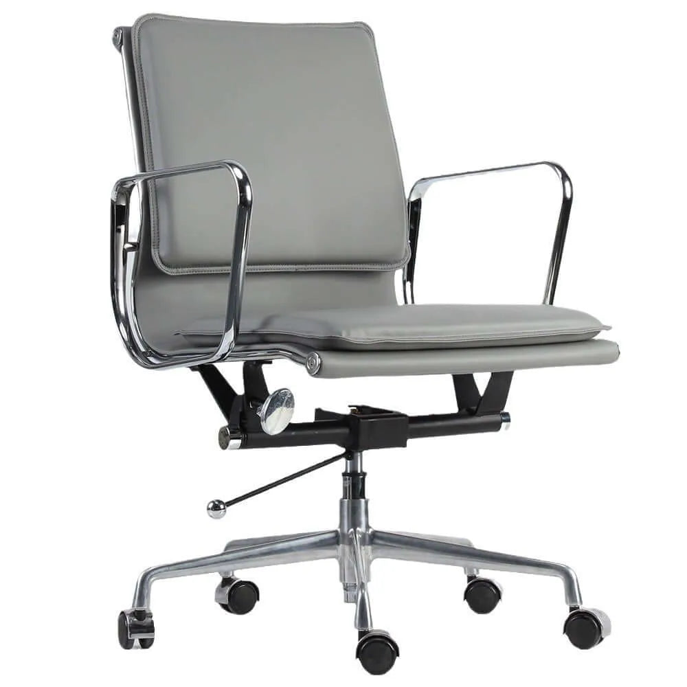 Oak Low-Back Ergonomic Office Chair with Leather Upholstery Main Product Image Main image