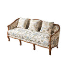 Oak-Trim Floral Sofa Series With Curved High Back and Jacquard Charm