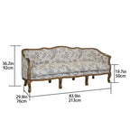 Oak-Trim Floral Sofa Series With Curved High Back and Jacquard Charm Dimensions