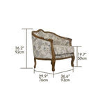 Oak-Trim Floral Sofa Series With Curved High Back and Jacquard Charm Dimensions