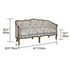 Oak-Trim Floral Sofa Series With Curved High Back and Jacquard Charm Dimensions