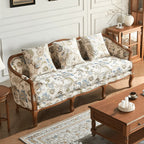 Oak-Trim Floral Sofa Series With Curved High Back and Jacquard Charm Main Product Image