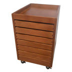 Oak Vertical Storage Cabinet With 7 Drawers and Tray Top