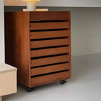 Oak Vertical Storage Cabinet With 7 Drawers and Tray Top