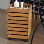 Oak Vertical Storage Cabinet With 7 Drawers and Tray Top