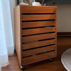 Oak Vertical Storage Cabinet With 7 Drawers and Tray Top