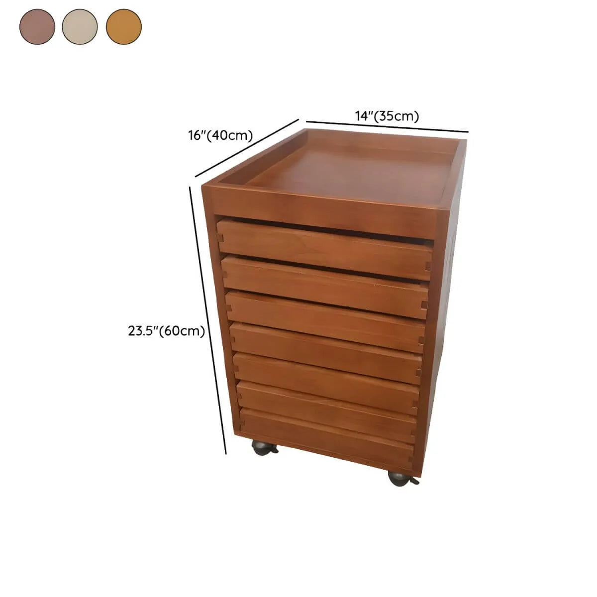 Oak Vertical Storage Cabinet With 7 Drawers and Tray Top Dimensions