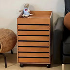Oak Vertical Storage Cabinet With 7 Drawers and Tray Top Main Product Image