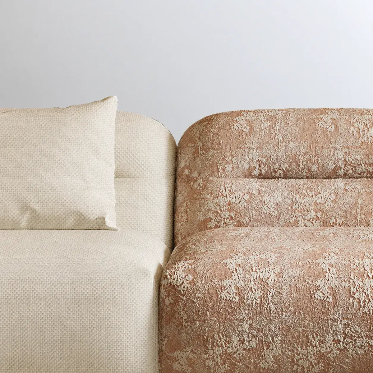 Oatmeal Chenille Cotton Linen Modular Sofa With Cloud-Low Profile
