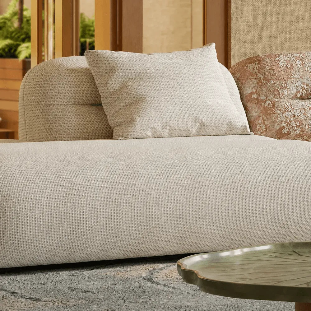 Oatmeal Chenille Cotton Linen Modular Sofa With Cloud-Low Profile