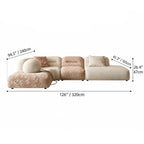 Oatmeal Chenille Cotton Linen Modular Sofa With Cloud-Low Profile Dimensions