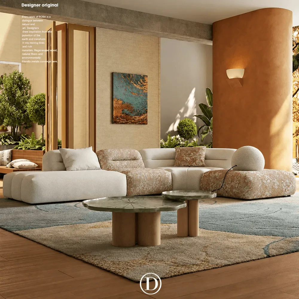 Oatmeal Chenille Cotton Linen Modular Sofa With Cloud-Low Profile Main Product Image