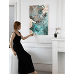 Oceanic Mother of Pearl Wall Art with Sculpted Texture for Living Spaces