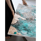 Oceanic Mother of Pearl Wall Art with Sculpted Texture for Living Spaces