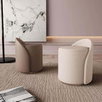 Off white leather swivel makeup stool with quiet, durable design and premium comfort main product image
