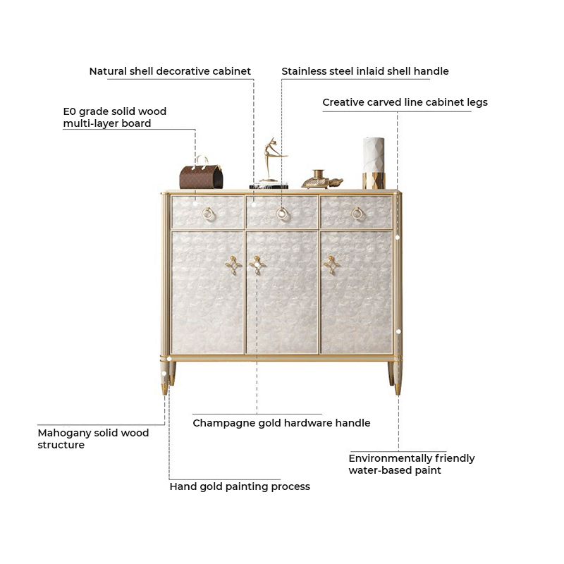 Off-white Shoe Cabinet With Doors & Metal Tapered Legs