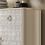 Off-white Shoe Cabinet With Doors & Metal Tapered Legs