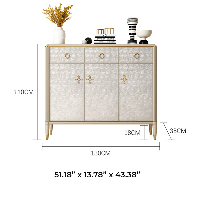 Off-white Shoe Cabinet With Doors & Metal Tapered Legs