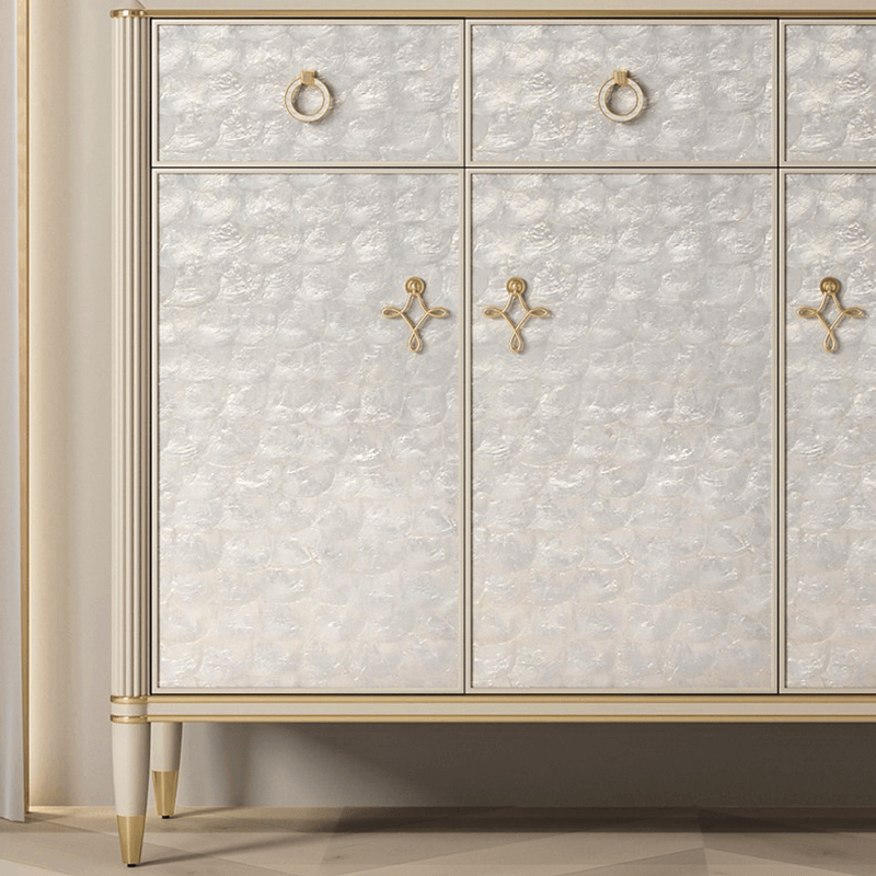 Off-white Shoe Cabinet With Doors & Metal Tapered Legs