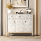 Off-white Shoe Cabinet With Doors & Metal Tapered Legs Main Product Image