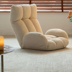 Off white foldable kids' sofa chair with teddy fleece and tatami design