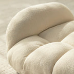 Off white foldable kids' sofa chair with teddy fleece and tatami design