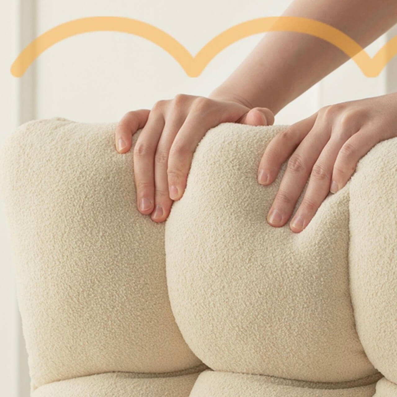 Off white foldable kids' sofa chair with teddy fleece and tatami design