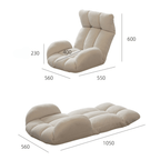 Off white foldable kids' sofa chair with teddy fleece and tatami design dimensions
