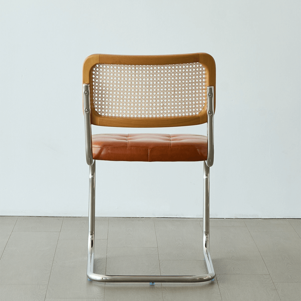 Oil Wax Leather Dining Chair with Ergonomic Curved Back