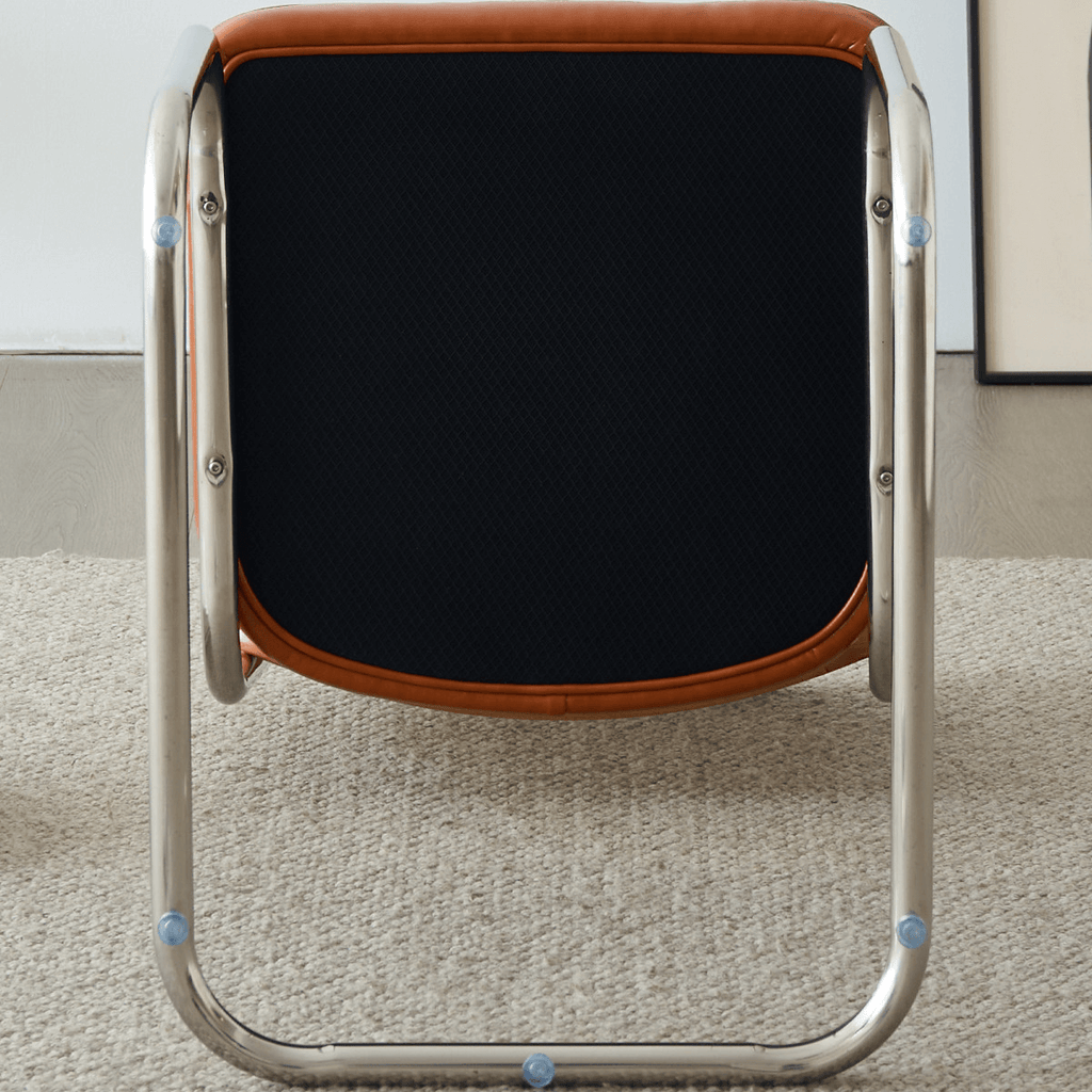 Oil Wax Leather Dining Chair with Ergonomic Curved Back