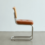 Oil Wax Leather Dining Chair with Ergonomic Curved Back