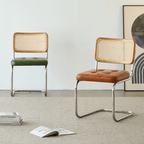 Oil Wax Leather Dining Chair with Ergonomic Curved Back