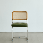 Oil Wax Leather Dining Chair with Ergonomic Curved Back