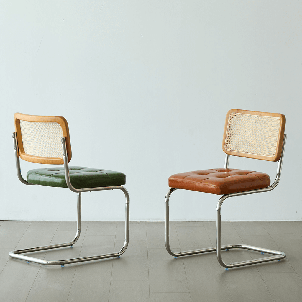 Oil Wax Leather Dining Chair with Ergonomic Curved Back