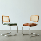 Oil Wax Leather Dining Chair with Ergonomic Curved Back